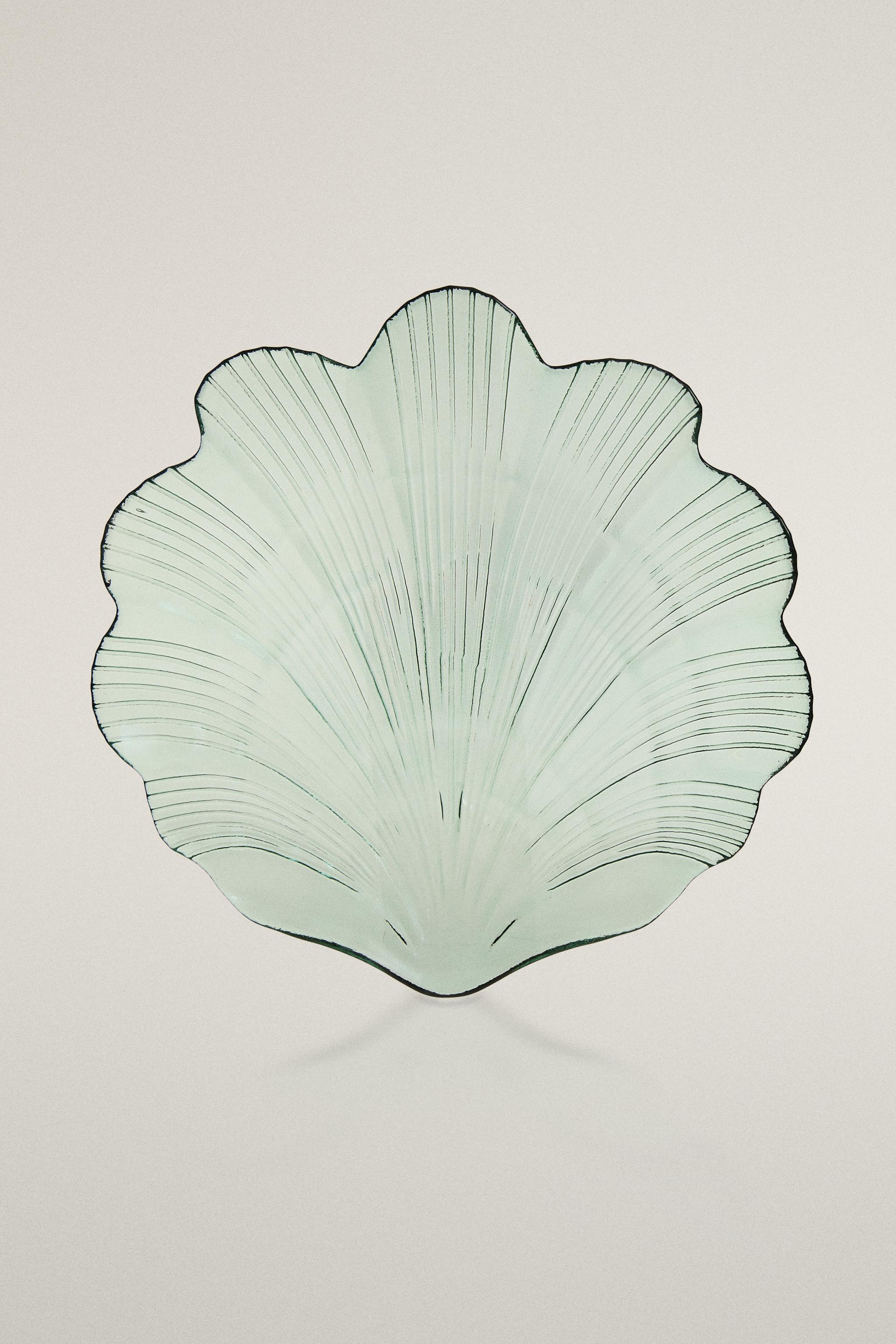 PLAT EN VERRE COQUILLAGE ONDULÉ